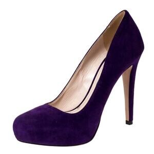 EUC Prada Milano Suede Platform Pumps in Violet Purple
